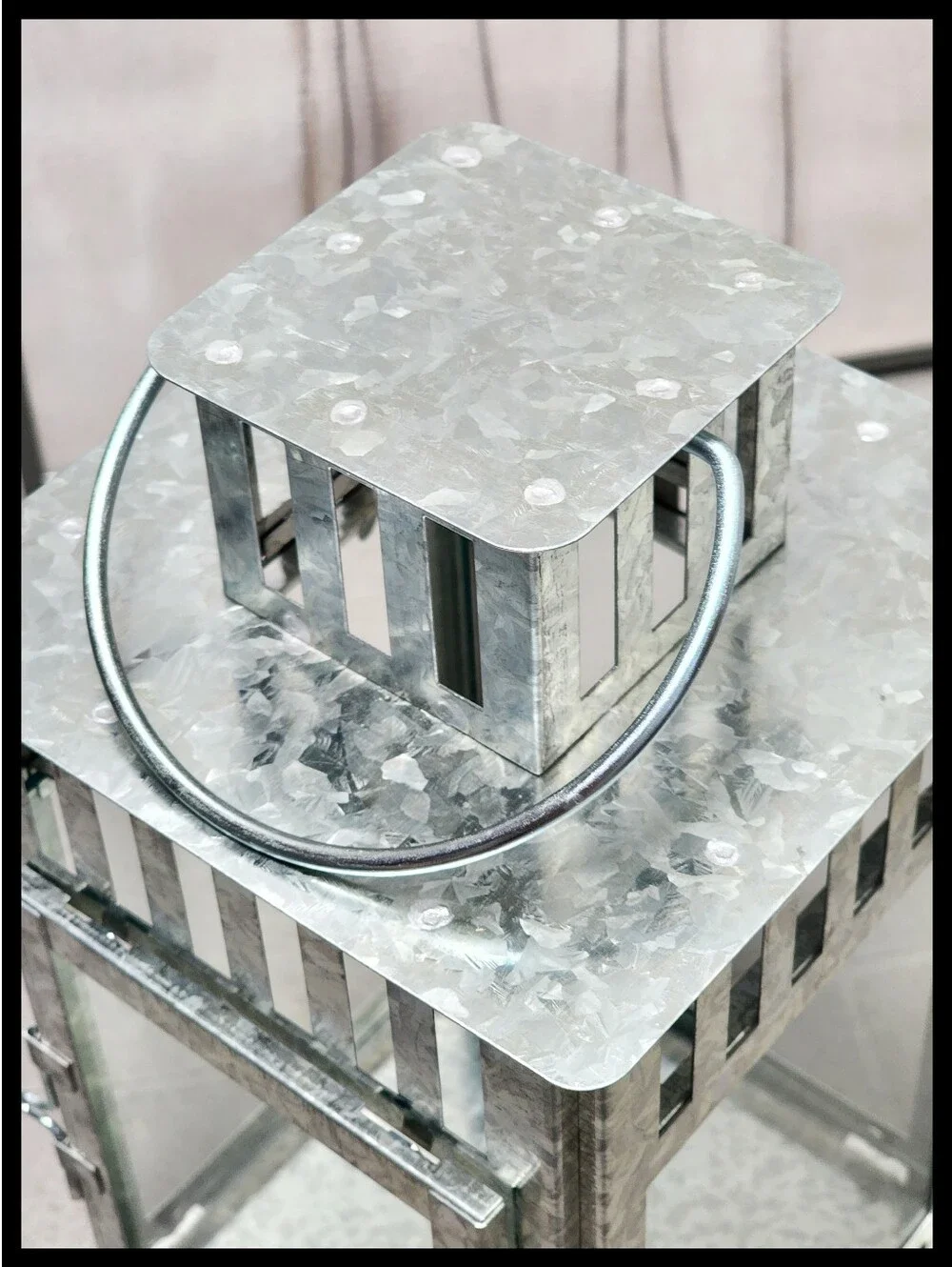 NWT IKEA Borbby Galvanized Metal Glass Lantern Pillar Candle String Light Floral